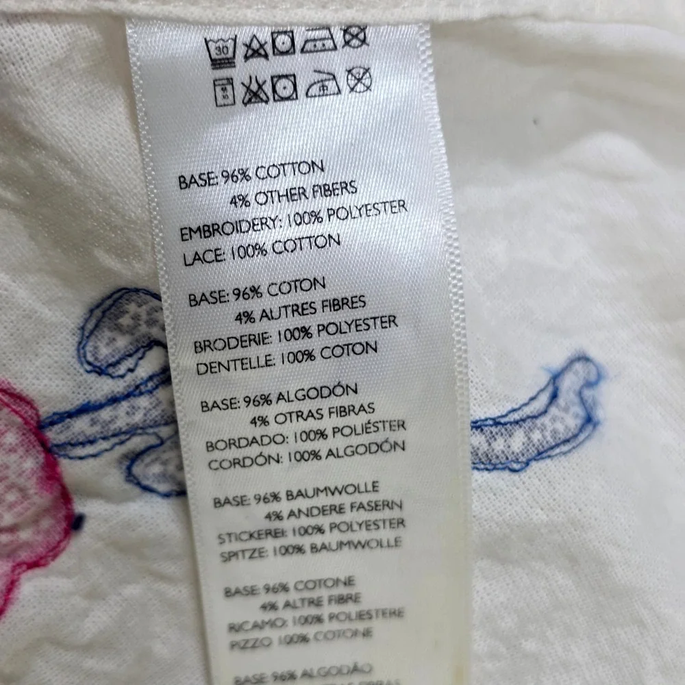 Anthropologie Floral Embroidered Halter Apron Womens OS White Boho Lace Trim NEW